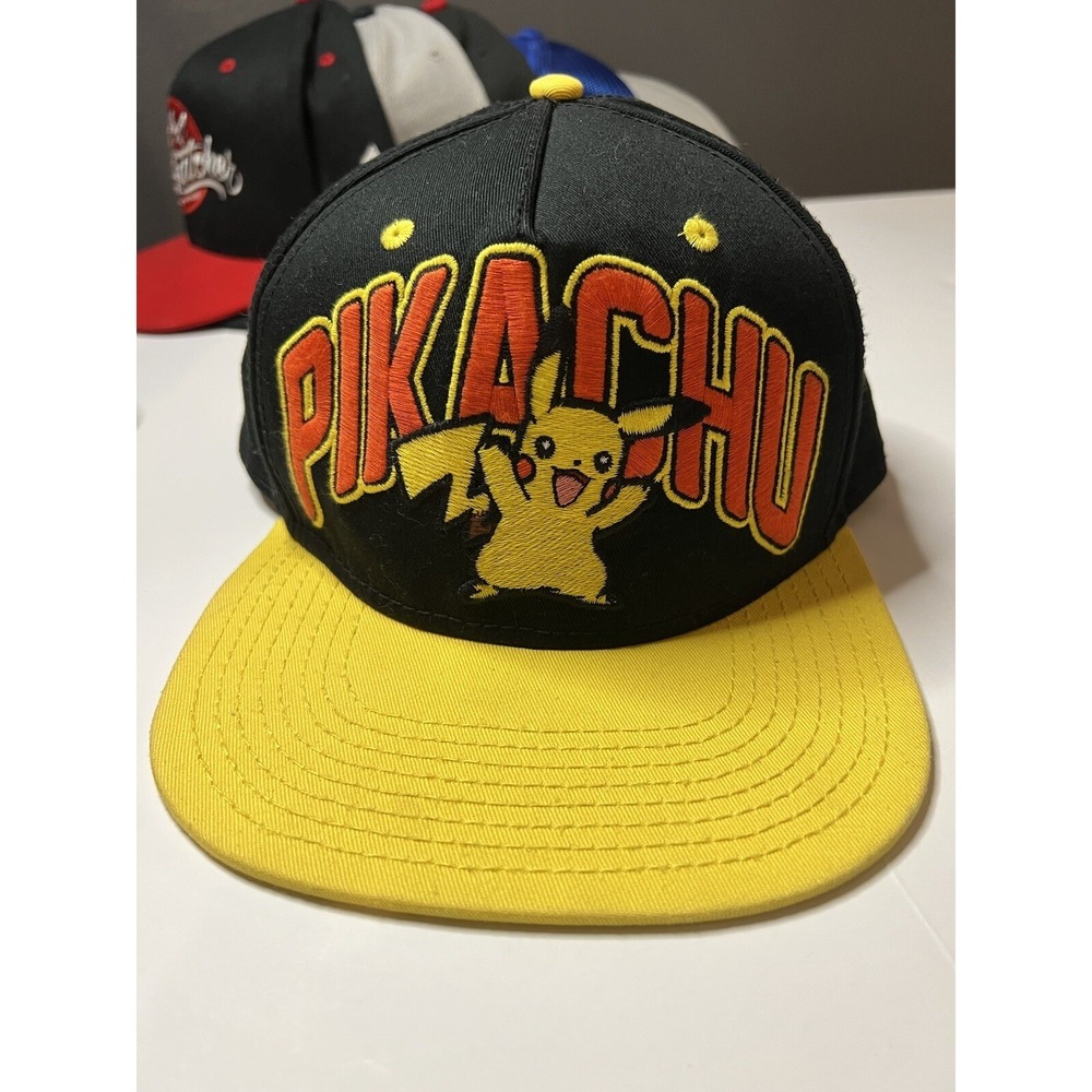 Pikachu hat Pokemon Snapback Hat Black and Yellow 2015 Officially Licensed